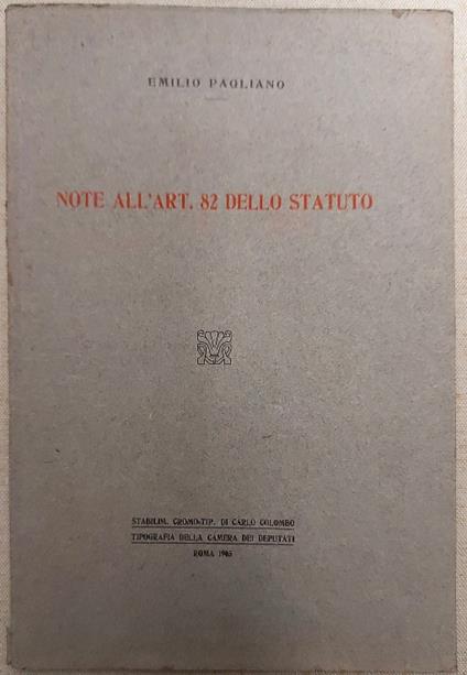 Note all'art. 82 dello Statuto - copertina