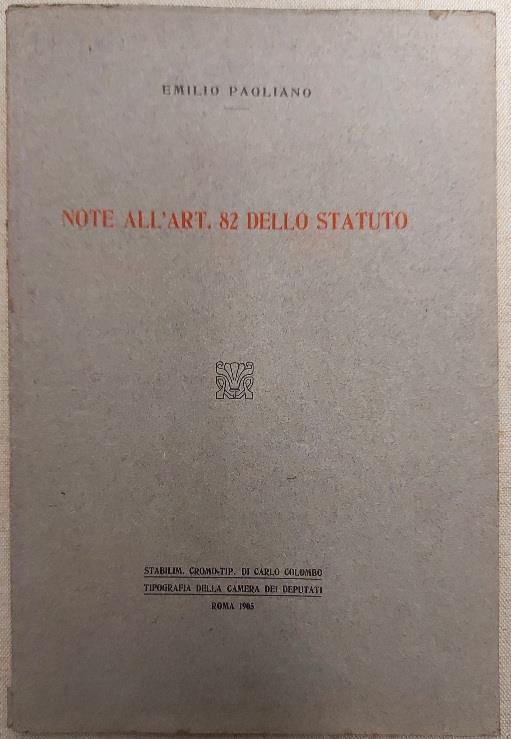 Note all'art. 82 dello Statuto - copertina