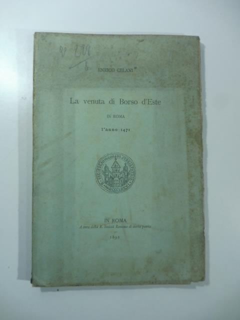 La venuta di Borso d'Este in Roma l'anno 1471 - copertina