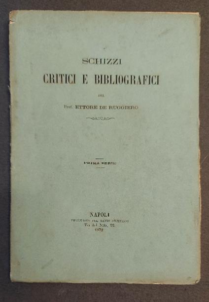 Schizzi critici e bibliografici. Prima serie - copertina