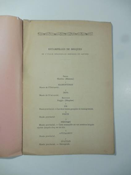 Estampilles de briques de l'Italie Meridionale grecques et latines - copertina