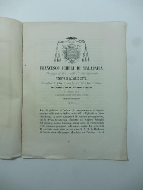 Francesco Icheri di Malabaila... voci di giubilo, di lode... sacro fonte battesimale di Odone Eugenio Maria - copertina