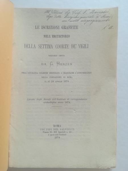 Le iscrizioni graffite nell'escubitorio della settima corte de' Vigili - copertina