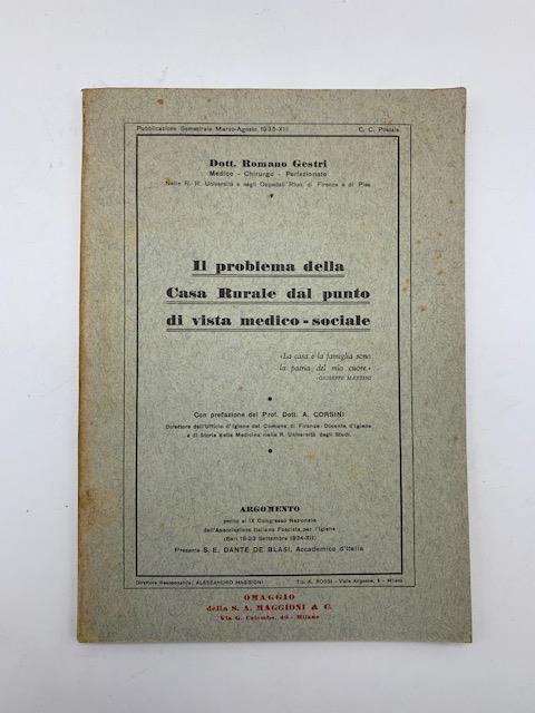 Il problema della Casa Rurale dal punto di vista medico-sociale - copertina