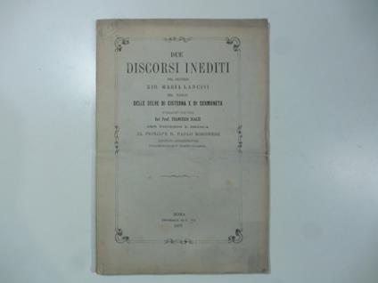 Due discorsi inediti sul taglio delle selve di Cisterna e di Sermoneta - copertina