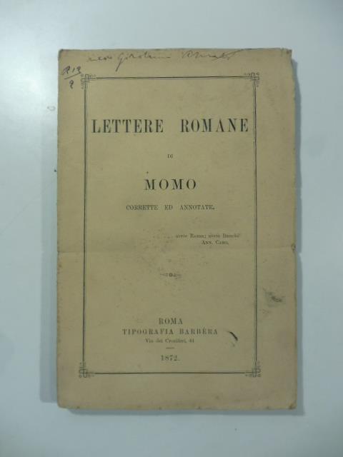 Lettere romane di Momo corrette ed annotate - copertina