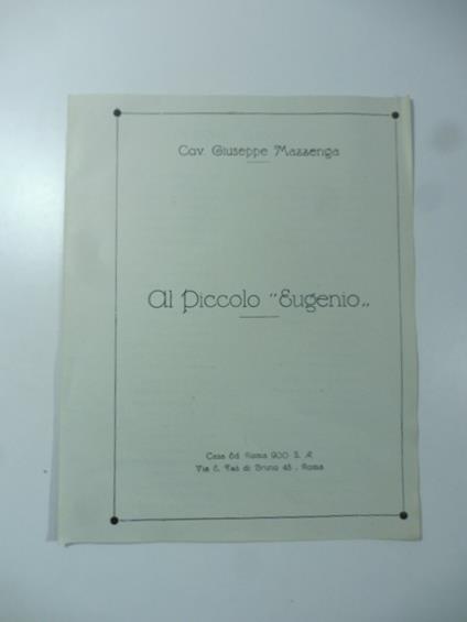 Al piccolo Eugenio - copertina