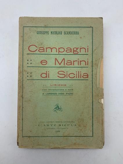 Campagni e marini di Sicilia. Liriche - copertina