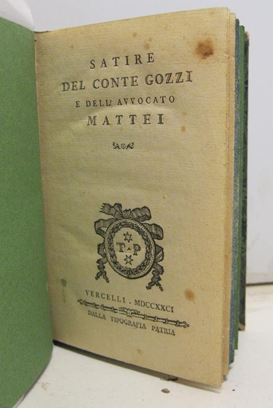 Satire del conte Gozzi e dell'avvocato Mattei - copertina