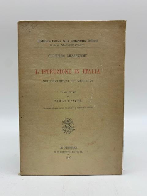 L' istruzione in Italia nei primi secoli del Medio-Evo - copertina