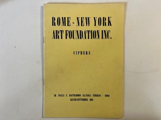 Rome-New York Art Foundation Inc. Ciphers - copertina