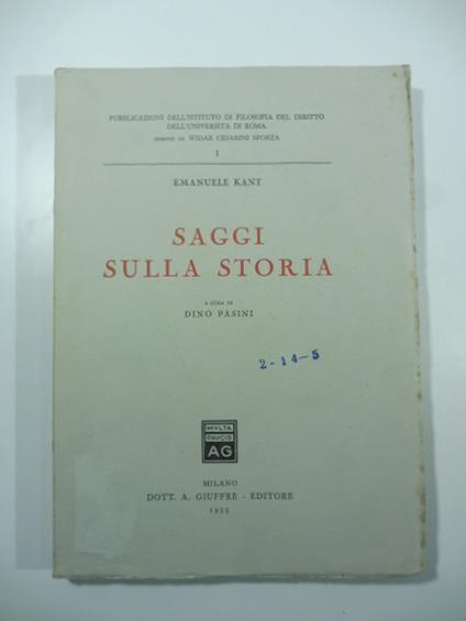 Saggi sulla storia - copertina