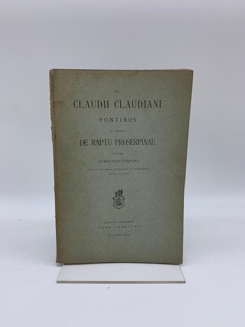 De Claudii Claudiani fontibus in poemate De Raptu Proserpinae - copertina