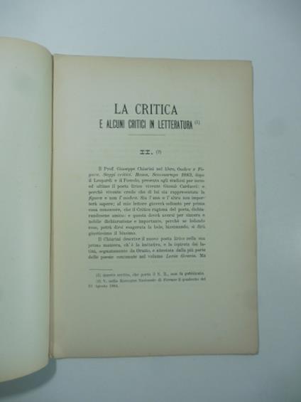 La critica e alcuni critici in letteratura [parte II] - copertina