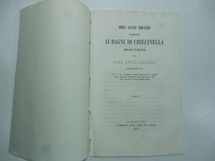 Sopra alcune industrie stabilite ai Bagni di Chiecinella. Discorso - copertina