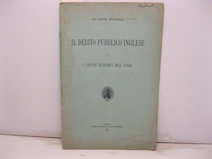 Il debito pubblico inglese e i criteri economici dell'Italia - copertina