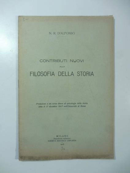 Contributi nuovi alla filosofia della storia - copertina