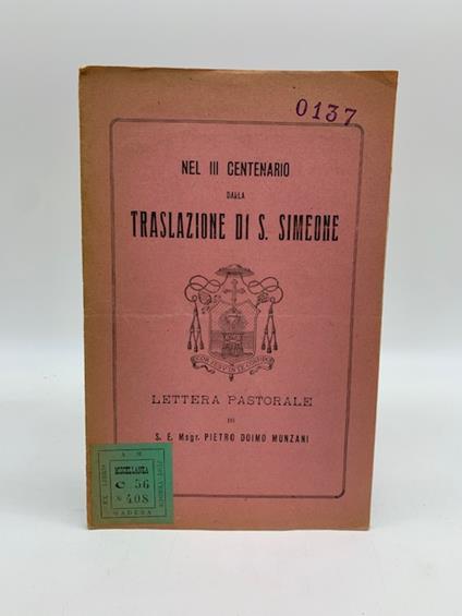 Nel III centenario dalla traslazione di S. Simeone. Lettera pastorale - copertina