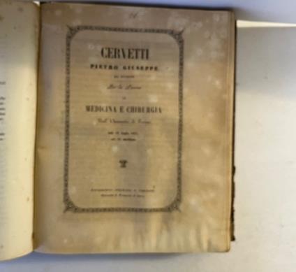 Cervetti Pietro Giuseppe da Ponzone. Per la laurea in Medicina e Chirurgia. Particolarita' fisiologiche dell'infanzia ed influenza che queste spiegano sulle malattie della prima eta' - copertina