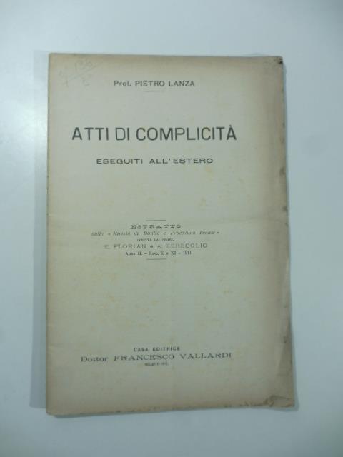 Atti di complicita' eseguiti all'estero - copertina