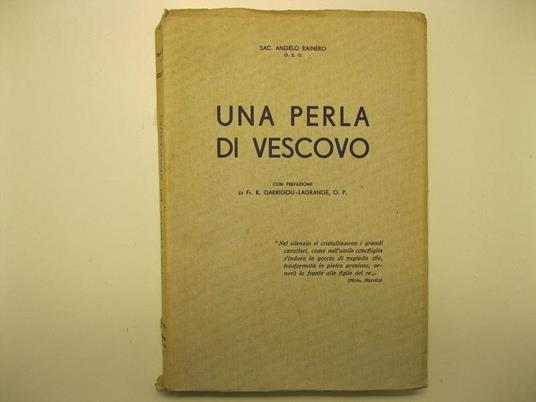 Una perla di vescovo, con prefazione di Fr. F. Garrigou - Lagrange - copertina