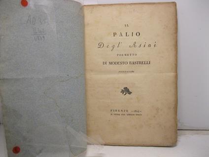 Il Palio degl' Asini. Poemetto di Modesto Rastrelli, fiorentino - copertina