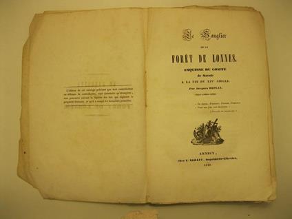 Le Sanglier de la foret de Lonnes. Esquisse du comte' de Savoie a la fin du XIV siecle - copertina