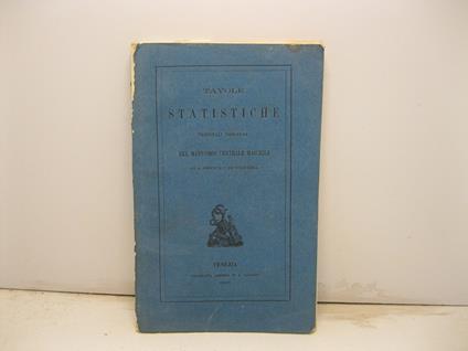 Tavole statistiche triennali 1862-63-64 del manicomio centrale maschile in S. Servolo di Venezia diretto dai Padri Fate-Bene-Fratelli del P. Prosdocimo Dr. Salerio - copertina