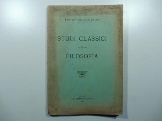 Studi classici e filosofia - copertina