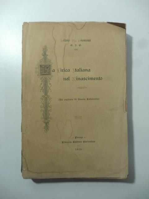 La lirica italiana nel Rinascimento (Un capitolo di storia letteraria) - copertina