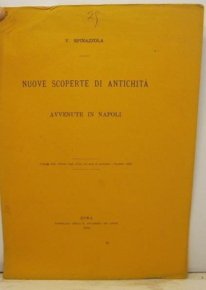 Nuove scoperte di antichita' avvenute in Napoli. Estratto dalle Notizie degli Scavi nei mesi di novembre e dicembre 1893 - copertina