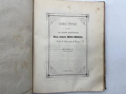 Bronda Stefano da Briga per essere addottorato nella Facolta' Medico-Chirurgica nella R. Universita' di Torino. Aneurisma delle ossa - copertina