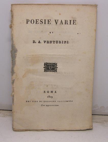 Poesie varie di D. A. Venturini - copertina