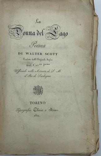 La donna del lago. Poema di Walter Scott tradotto dall'originale inglese dal Cav. P - copertina