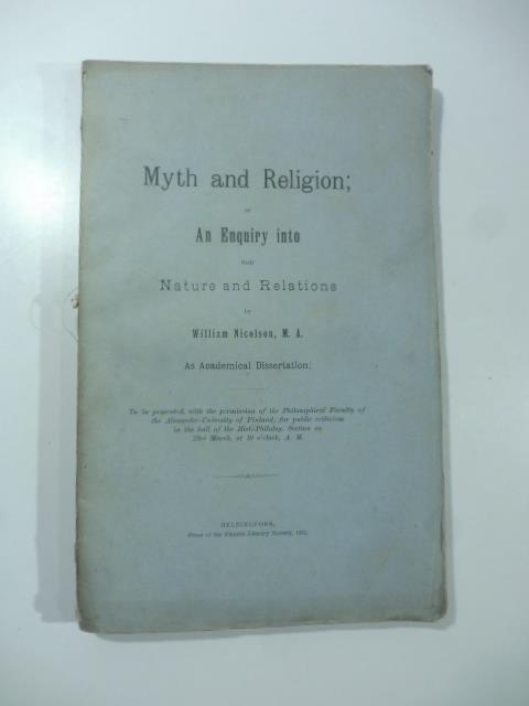 Myth and Religion or An Enquiry into Nature and Relations - copertina