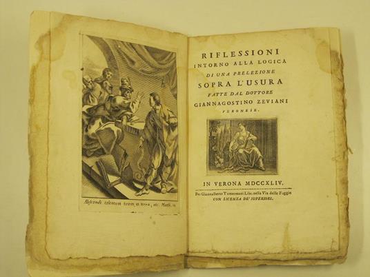 Riflessioni intorno alla logica di una prelezione sopra l'usura fatte dal Dottore Giannagostino Zeviani veronese - copertina