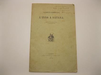 L' inno a Satana letto nella societa' per lettura a' 2 d'aprile 1876 Ravenna - Adolfo Borgognoni - copertina