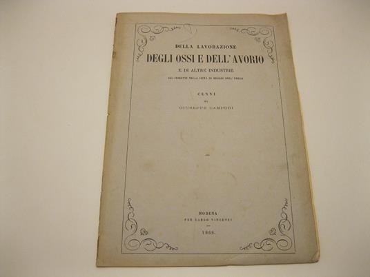 Della lavorazione degli ossi e dell'avorio e di altre industrie gia' fiorenti nella citta' di Reggio dell'Emilia. Cenni di Giuseppe Campori - Giuseppe Campori - copertina