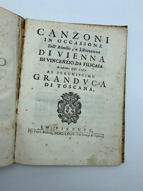 Canzoni in occasione dell'assedio e liberazione di Vienna - Vincenzo Da Filicaia - copertina