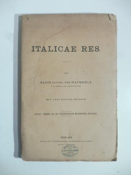 Italicae res - Alois Ritter von Haymerle - copertina