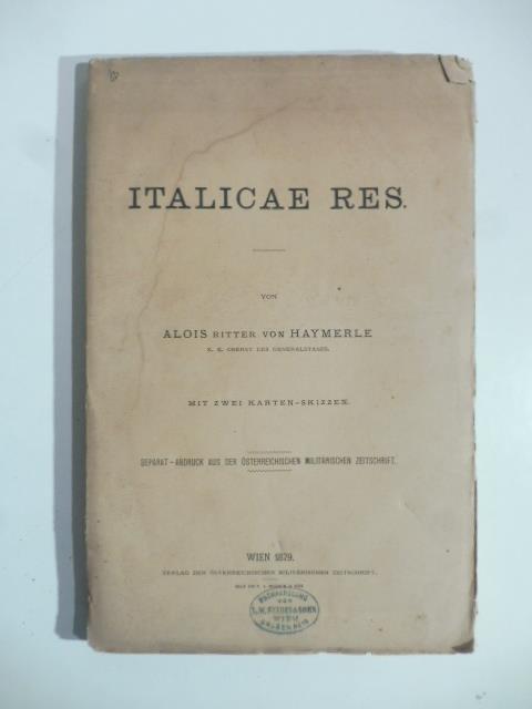 Italicae res - Alois Ritter von Haymerle - copertina