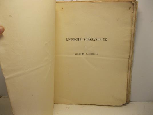 Ricerche alessandrine - Giacomo Lumbroso - copertina