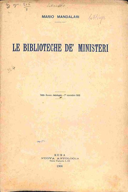 Le Biblioteche de' Ministeri - Mario Mandalari - copertina