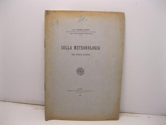 Sulla meteorologia nei poeti latini - Virgilio Monti - copertina