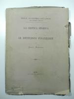 La critica storica e le istituzioni finanziarie