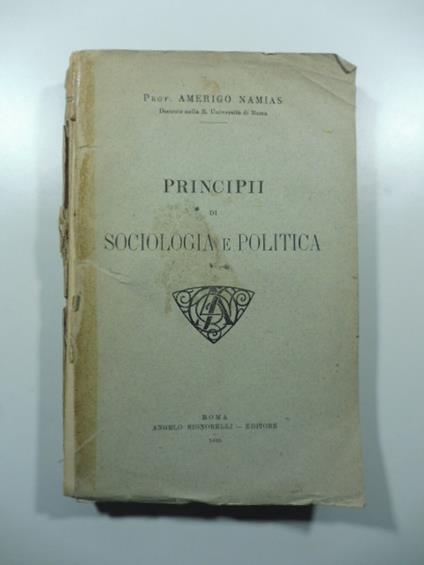 Principii di sociologia e politica - Amerigo Namias - copertina