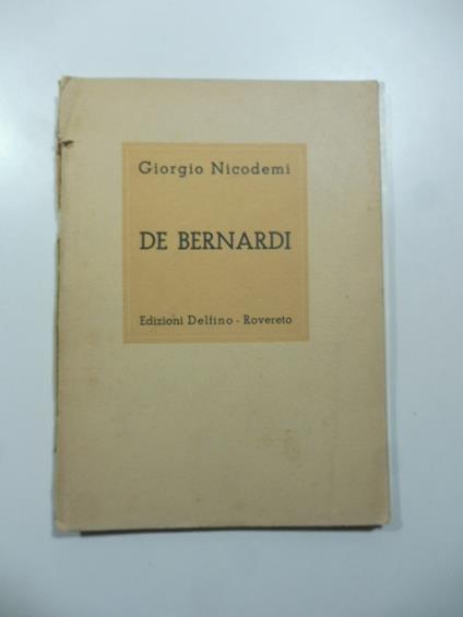 De Bernardi - Giorgio Nicodemi - copertina