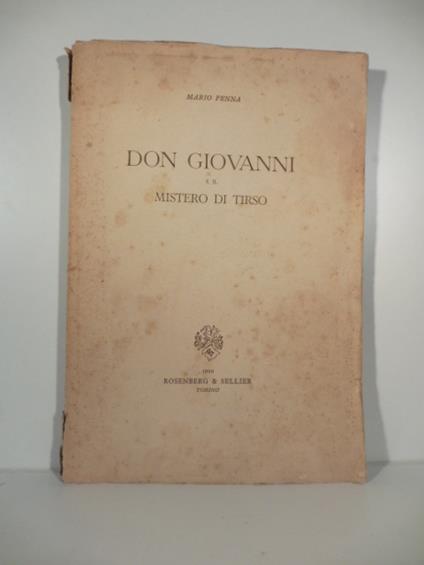 Don Giovanni e il mistero di Tirso - Mario Penna - copertina