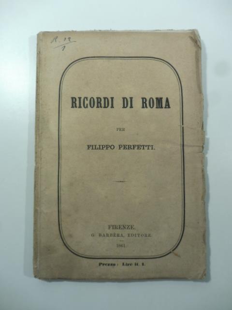 Ricordi di Roma - Filippo Perfetti - copertina