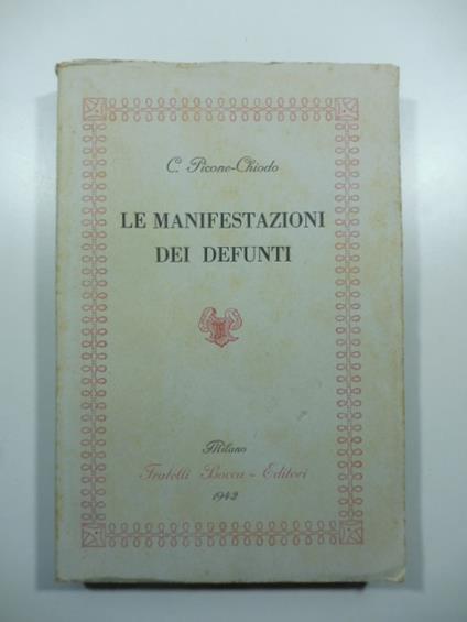 Le manifestazioni dei defunti - C. Picone-Chiodo - copertina